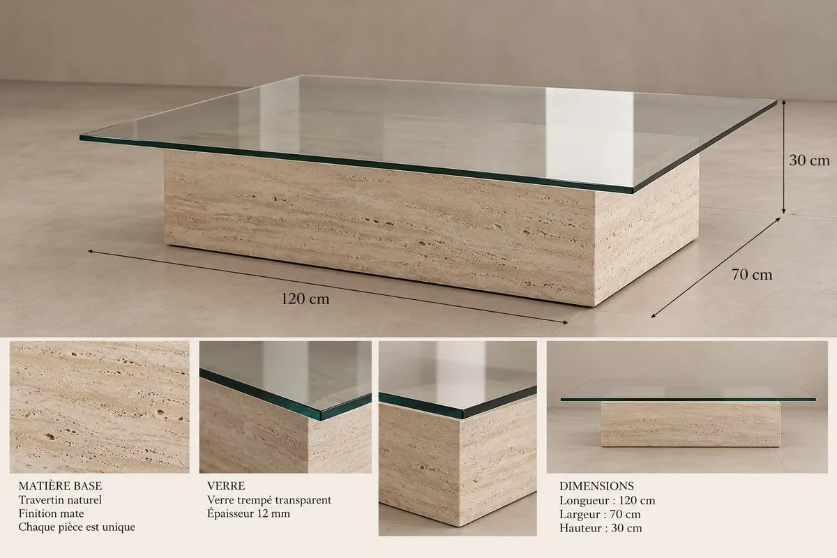 Concept M019 — table basse à socle rectangulaire 