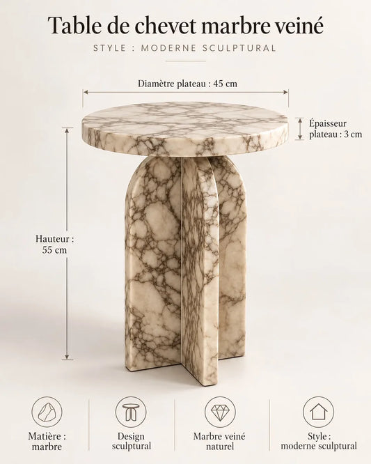 Concept M039 — chevet rond sculptural ; planche de conception non vérifiée.