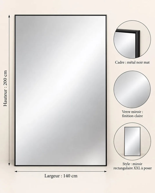 Concept M045 — grand miroir rectangulaire ; planche de conception non vérifiée.