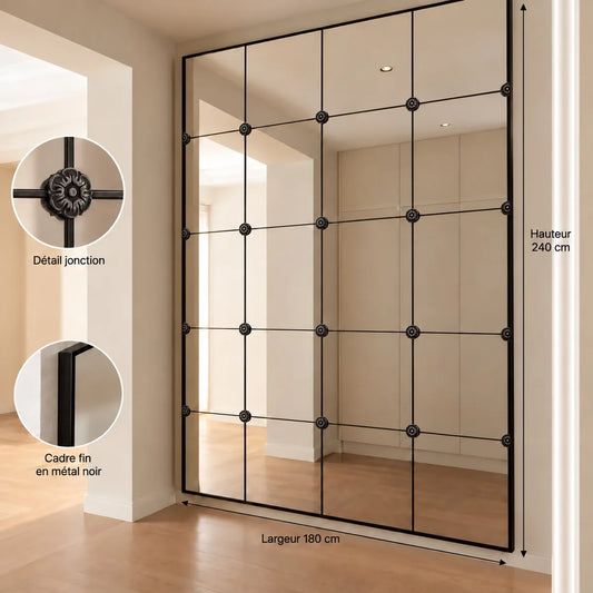 Concept M046 — miroir quadrillé ; planche de conception non vérifiée.